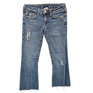 True Religion Joey Cutoff Cropped Jeans Womens Distressed Y2K Ripped Denim Sz 28